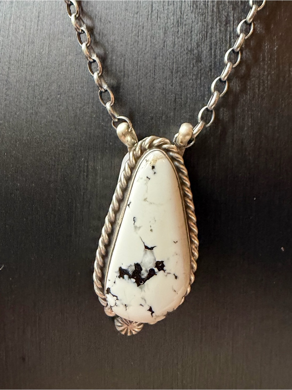 Chassity Belone White Buffalo Teardrop Pendant Necklace - Silver-Tone Chain